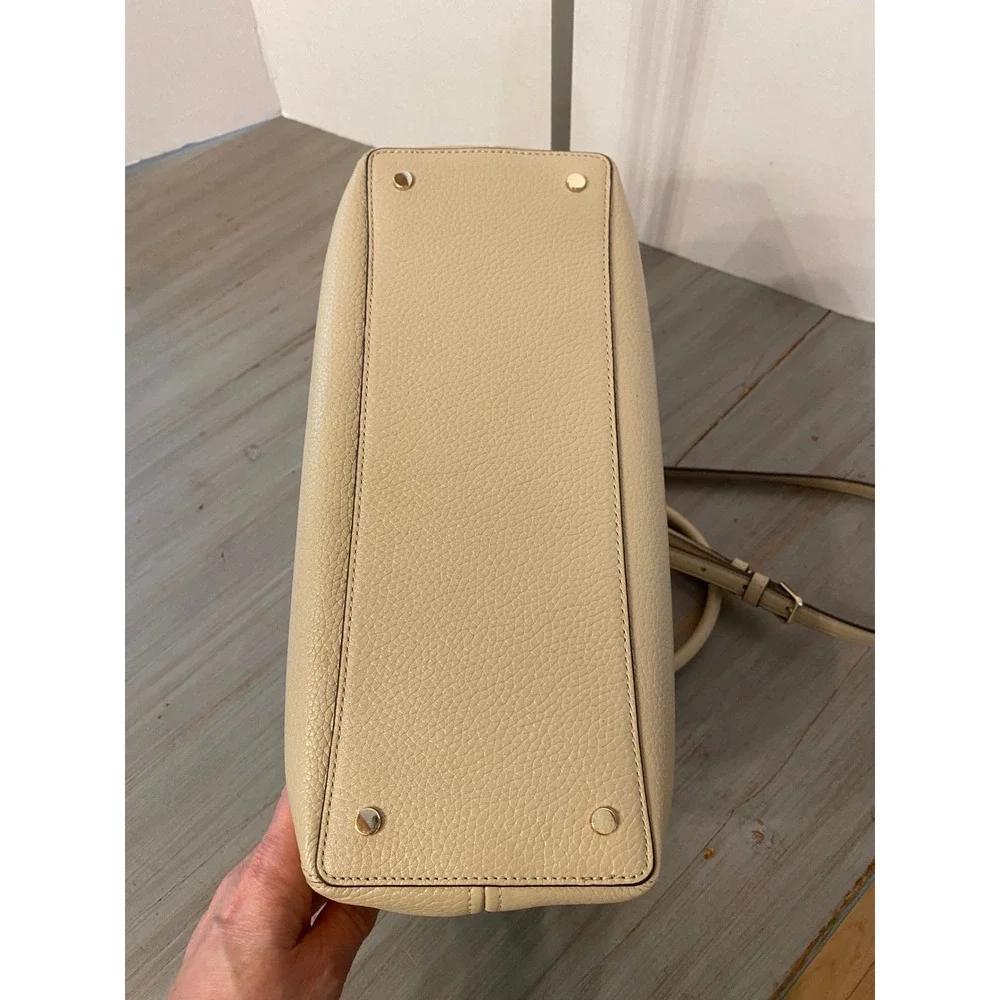 Kate Spade New York Pebbled Leather Satchel Crossbody Bag Beige Cream Two-Tone